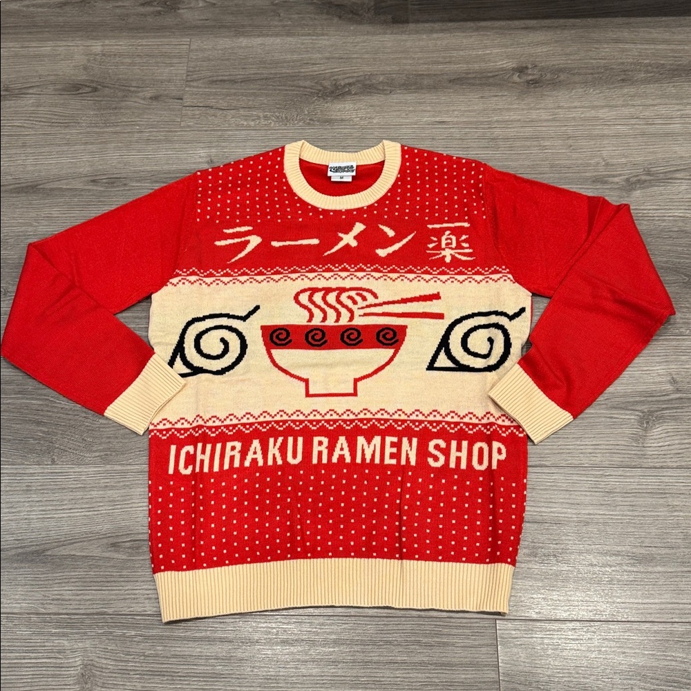 Ripple Junction Naruto Shippuden Ichiraku Ramen Soup Ugly Sweater Mens Sz Medium